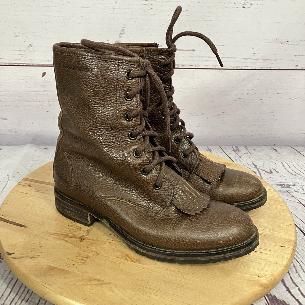 Wolverine Boots Women Size‎ 6.5 Brown Leather Lace Up Combat Ankle Work